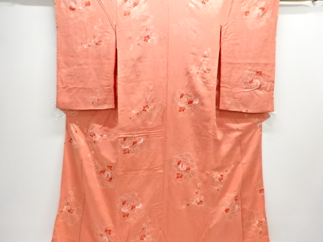 JAPANESE KIMONO / ANTIQUE KIMONO / SILK / MON KINSHA / SHIKISHI & PEONY & PAULOWNIA